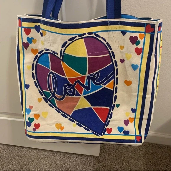 Brighton Blue and Red Heart Tote - Picture 2 of 5